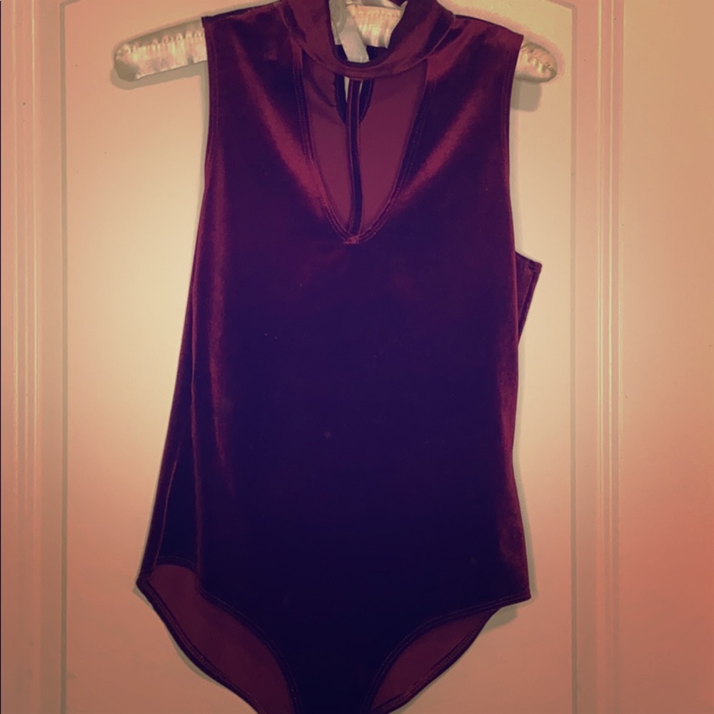 Wine velvet bodysuit